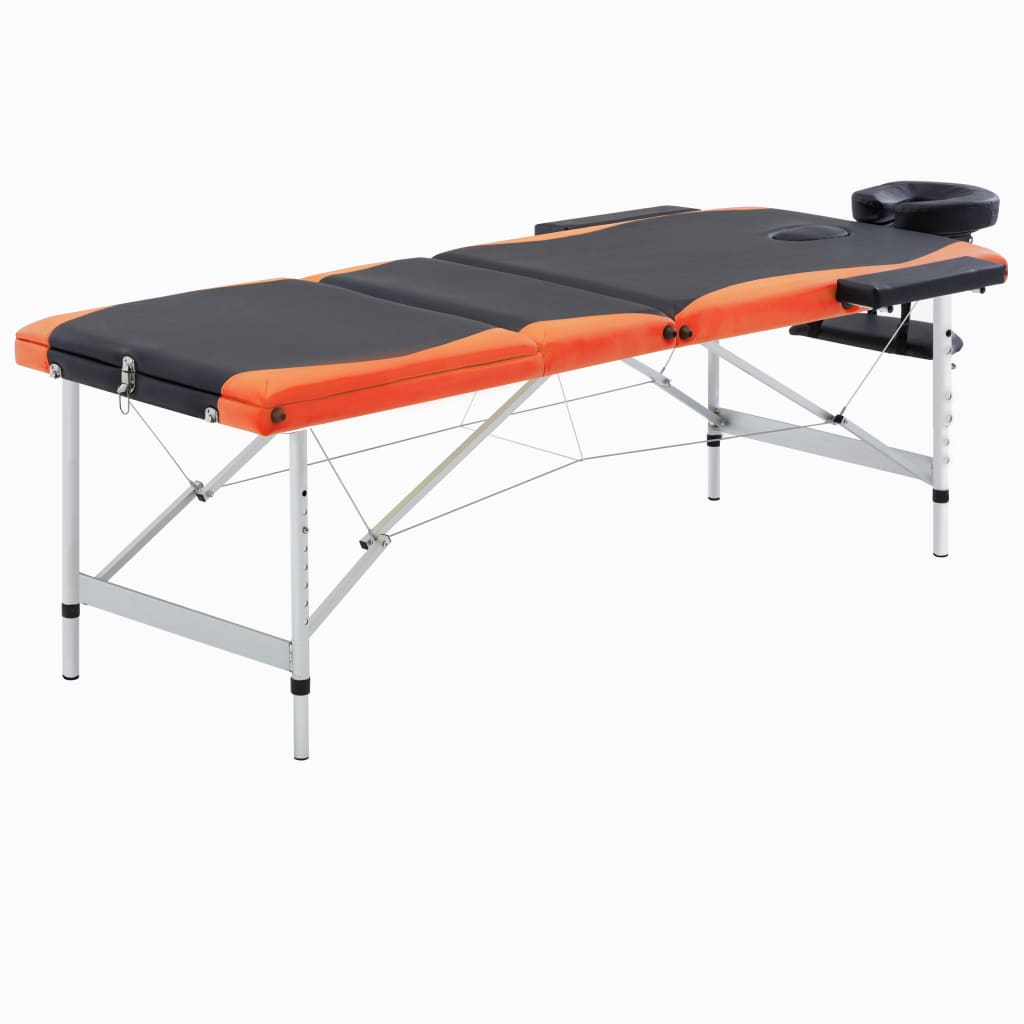 Vidaxl Massage Table Sammenfoldelig 3 zoner Aluminium sort og orange