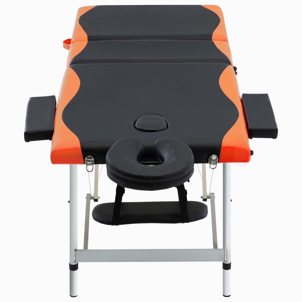 Vidaxl Massage Table Colppecible 3 zone in alluminio nero e arancione