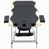 Vidaxl Mesa Massage Plegable 3 zonas de aluminio negro y beige