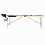 Vidaxl -Massage -Tabelle zusammenklappbar 3 Zonen Aluminium schwarz und beige