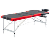 Vidaxl Mesa Massage Plegable 3 zonas de aluminio negro y rojo