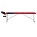 Table de massage vidaxl pliable 3 zones en aluminium noir et rouge