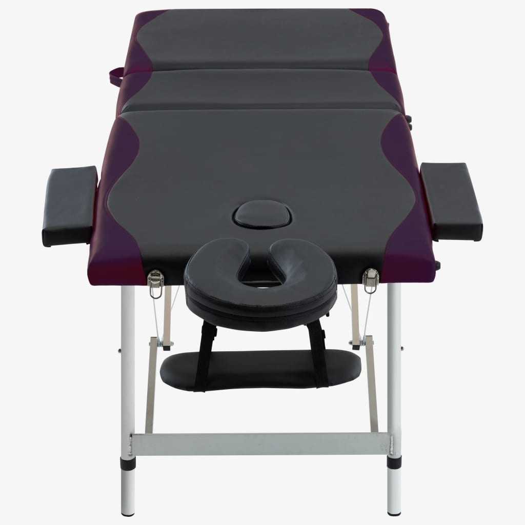 Bidaxl Massagebord Hollfällbara 3 zoner aluminium svart och lila