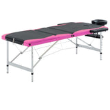 Vidaxl Massage Table Sammenfoldelig 3 zoner Aluminium sort og lyserød