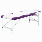 Vidaxl Massage Table Sammenfoldelig 3 zoner Aluminium Hvid og lilla