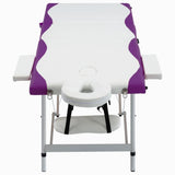 Vidaxl Massage Table Colpobile 3 zone in alluminio bianco e viola