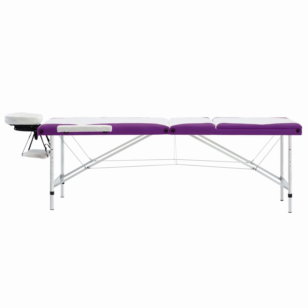 Vidaxl Massage Table Colpobile 3 zone in alluminio bianco e viola