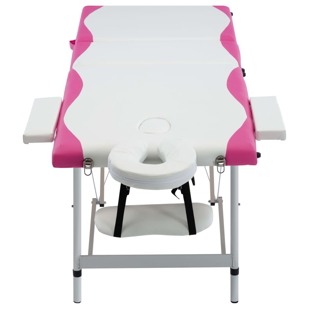 Vidaxl Massage Table Tableablesable 3 Zonen Aluminium wäiss a rosa