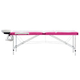 Vidaxl -Massage -Tabelle zusammenklappbar 3 Zonen Aluminium Weiß und Rosa