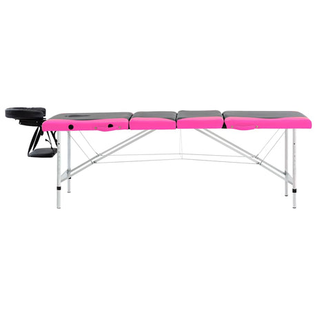 Vidaxl massagetafel inklapbaar 4 zones aluminium zwart en roze