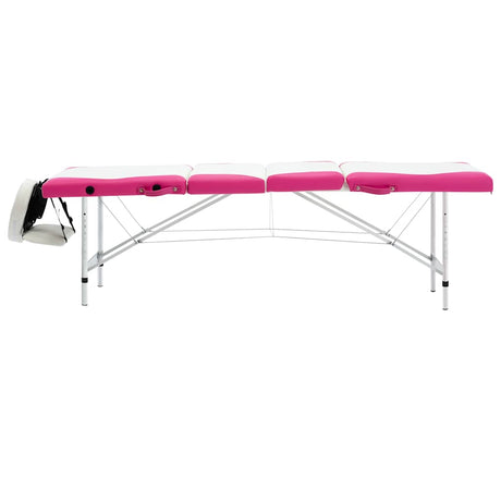 Vidaxl massagetafel inklapbaar 4 zones aluminium wit en roze