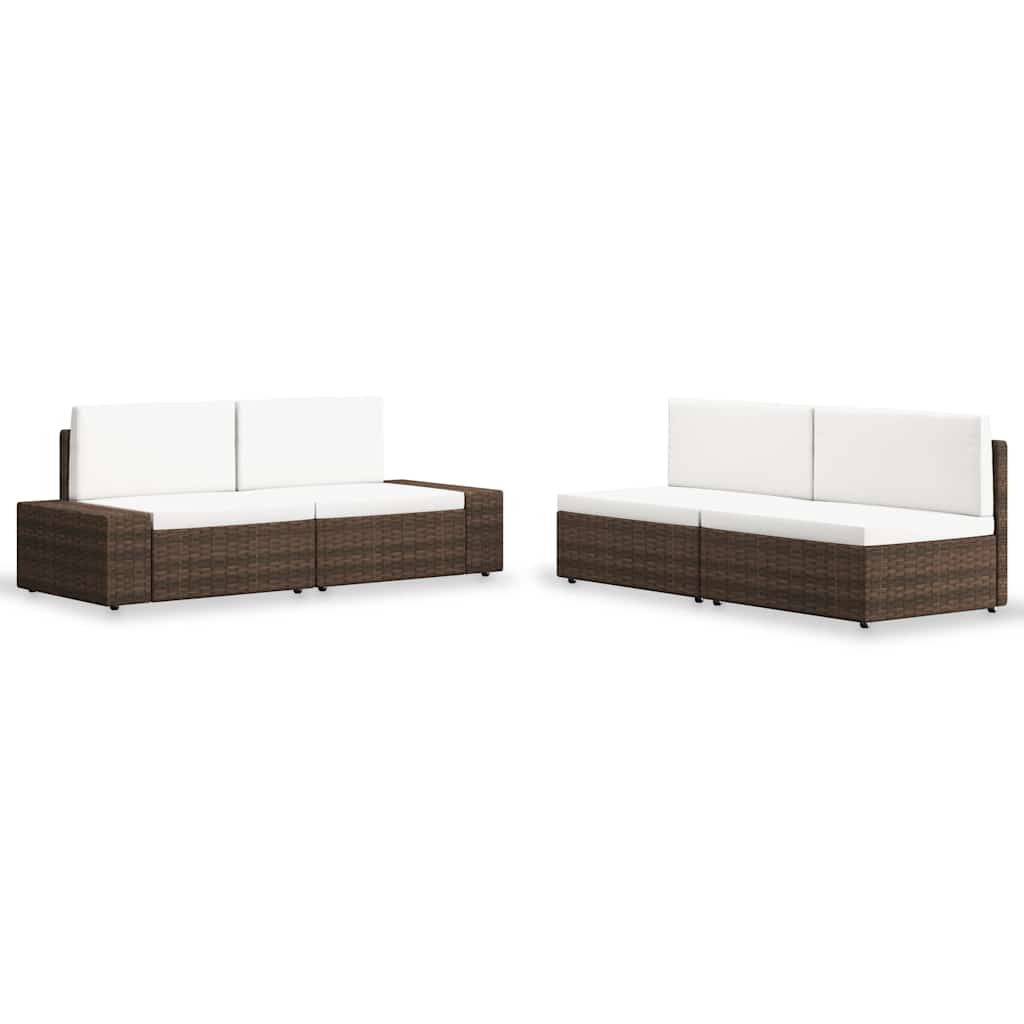 Vidaxl 4-delige loungeset poly rattan bruin