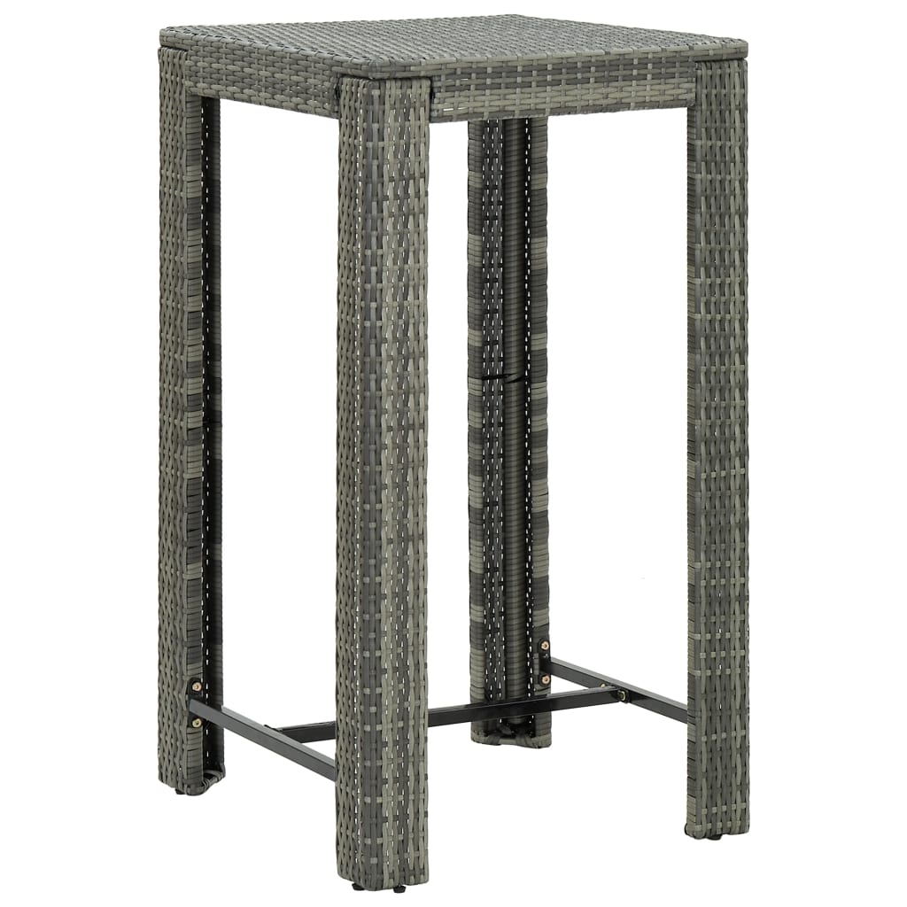 Vidaxl tuinbartafel 60,5x60,5x110,5 cm poly rattan grijs