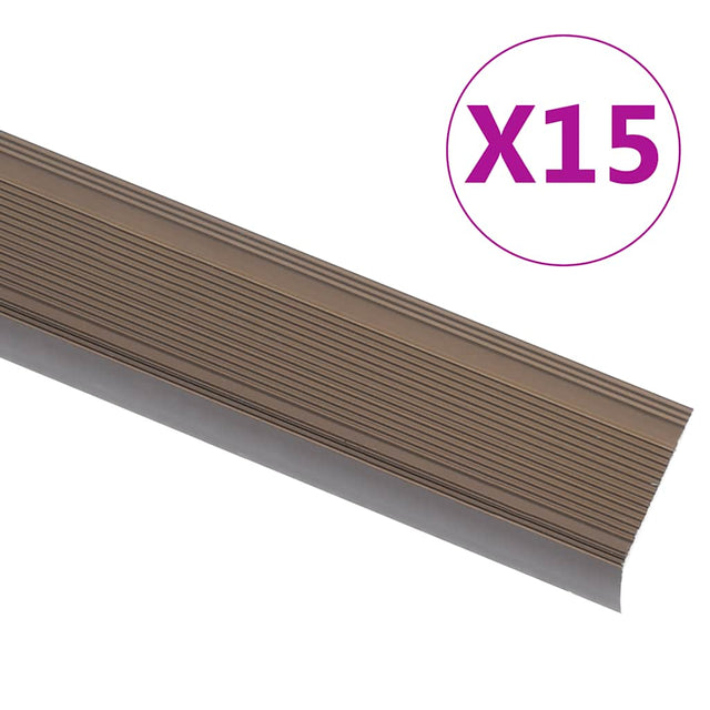 Vidaxl trapneuzen l-vormig 15 st 90 cm aluminium bruin
