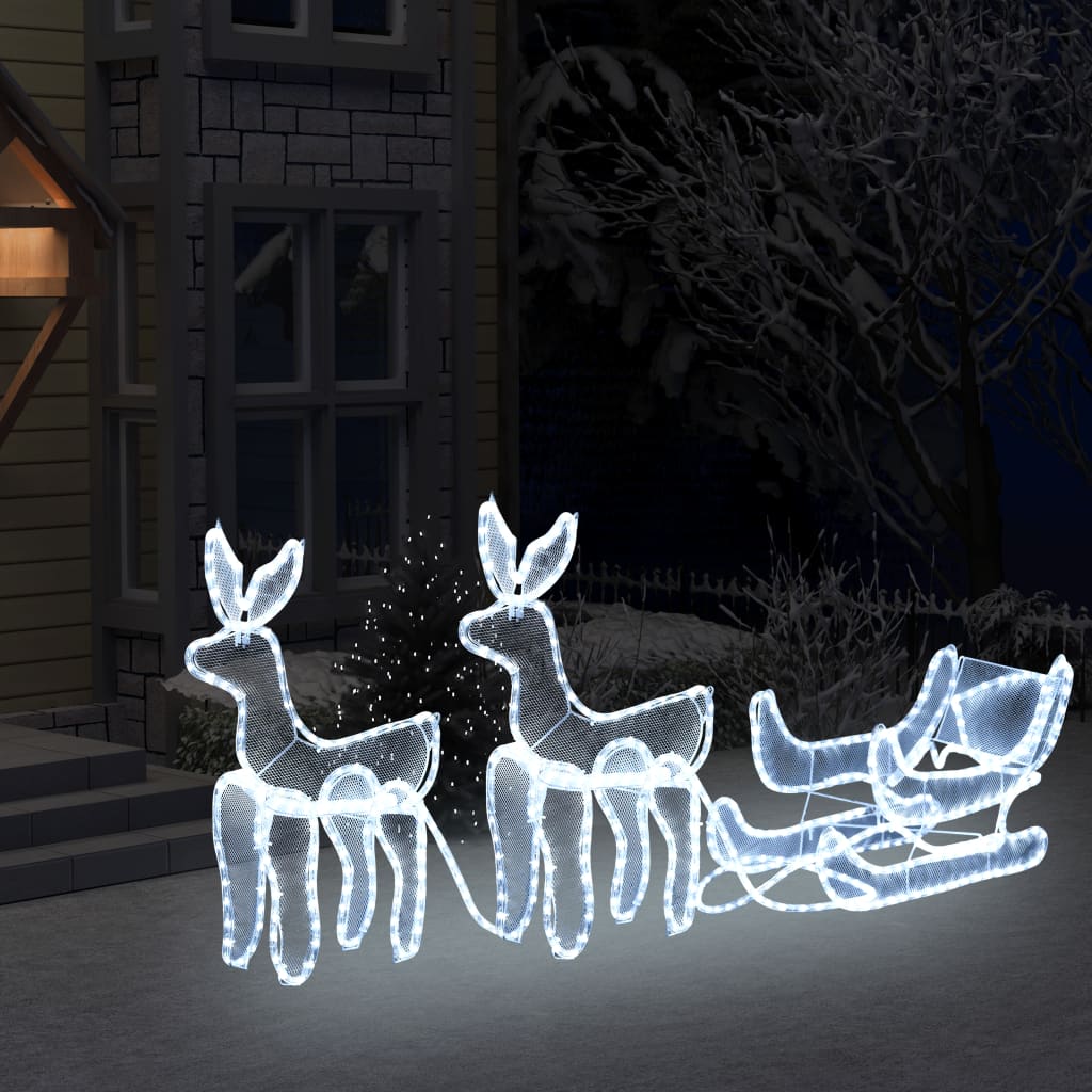 Vidaxl Christmas Lights 2 Reindeer och släde med Mesh 648 lysdioder