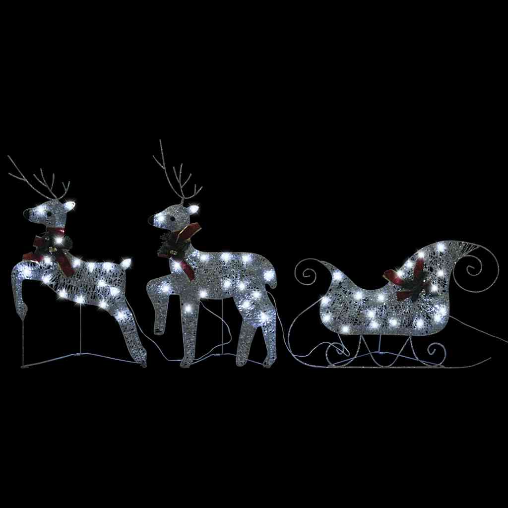 Vidaxl Christmas Decoration Renideer i sanki 60 diod LED w kolorze srebrnym