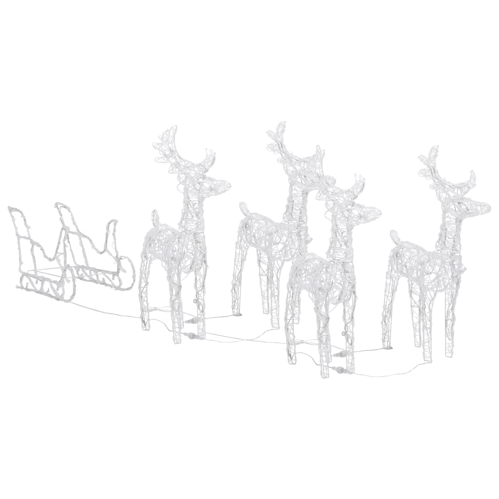 Vidaxl Christmas Decoration Reindeer and Sled 280x28x55 cm Acrylic