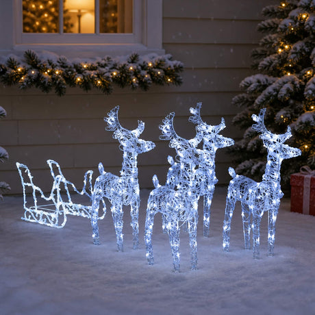 Vidaxl kerstdecoratie rendieren en slee 280x28x55 cm acryl