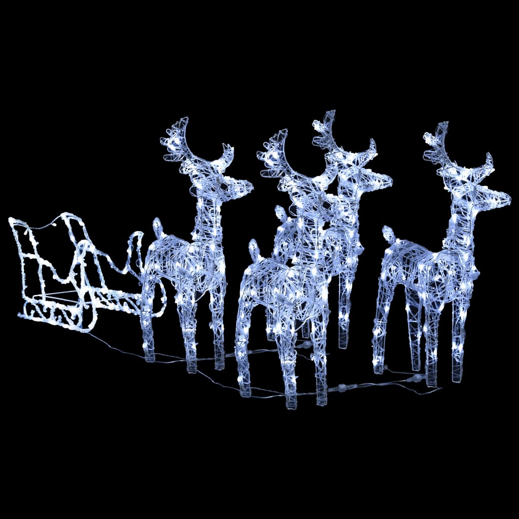 Vidaxl Decoration Reindeer e slitta 280x28x55 cm acrilico