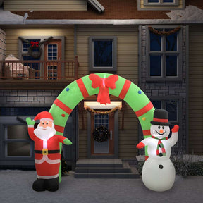 Vidaxl kerstboog kerstman en sneeuwpop opblaasbaar led 223 cm