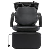 Chaise de lavage vidaxl avec lavabo en cuir artificiel noir