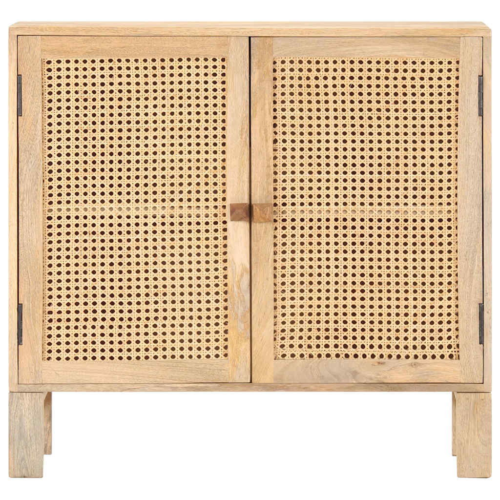 Vidaxl dressoir 80x30x73 cm massief mangohout en natuurlijk riet