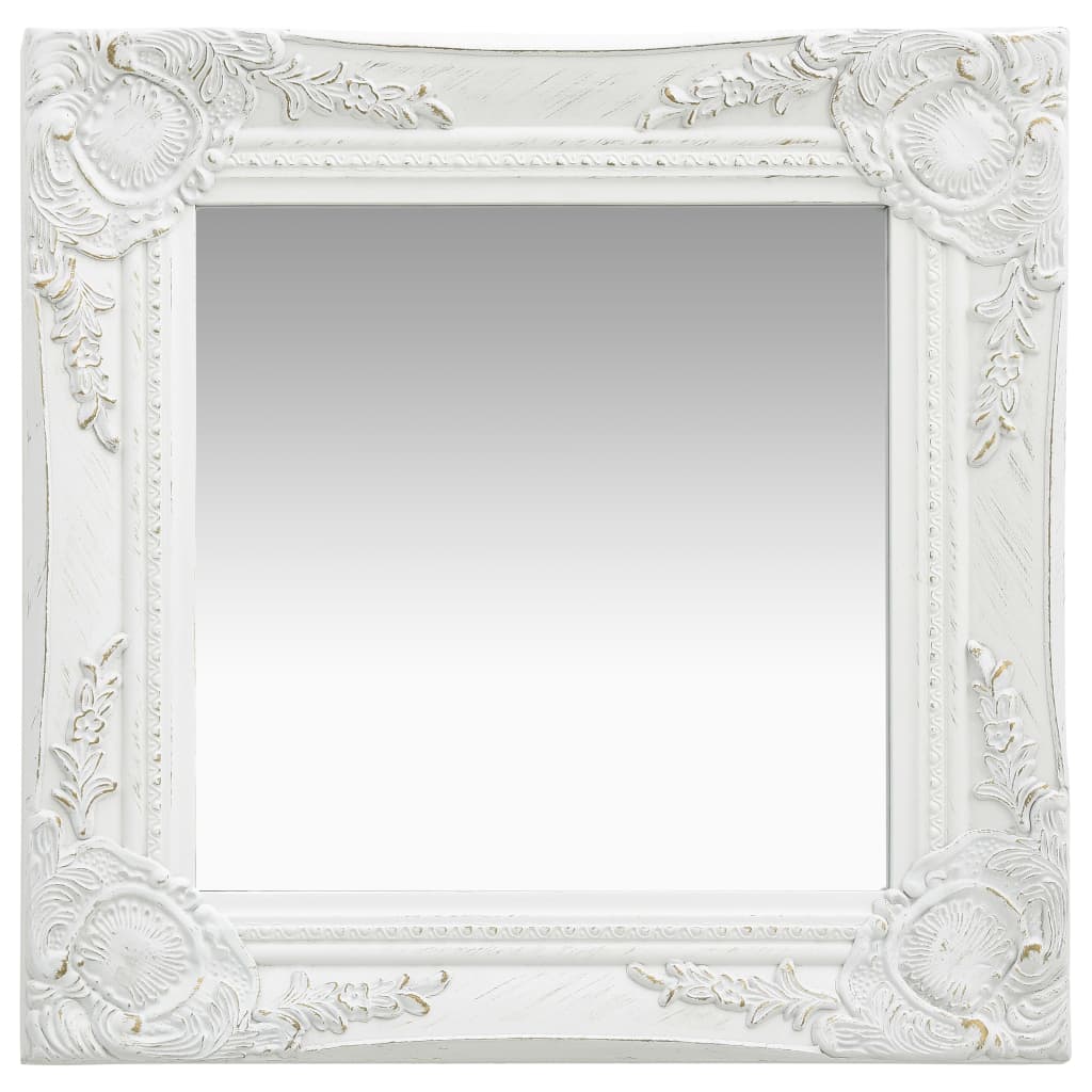 Vidaxl Wall Mirror Barroque Style 40x40 cm White