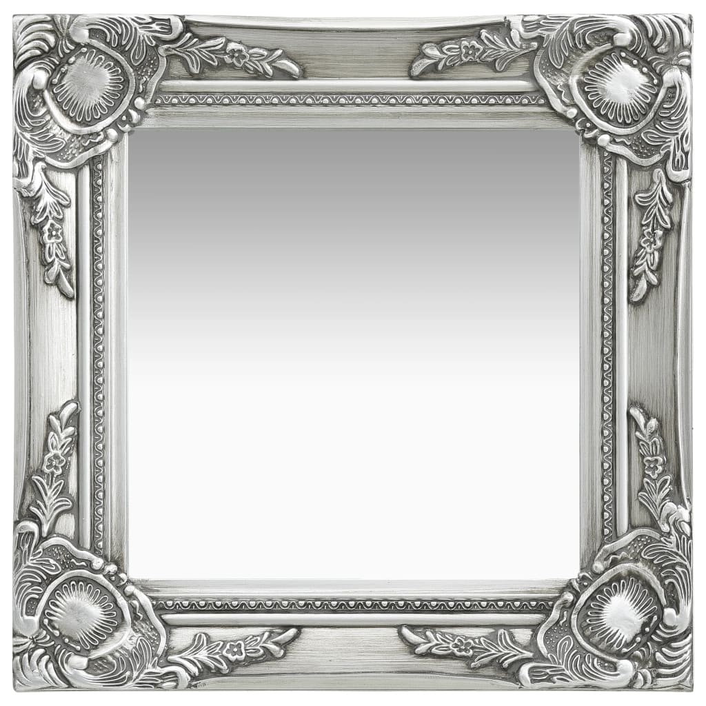 Vidaxl Wall Mirror Baroque Style 40x40 cm sølvfarvet