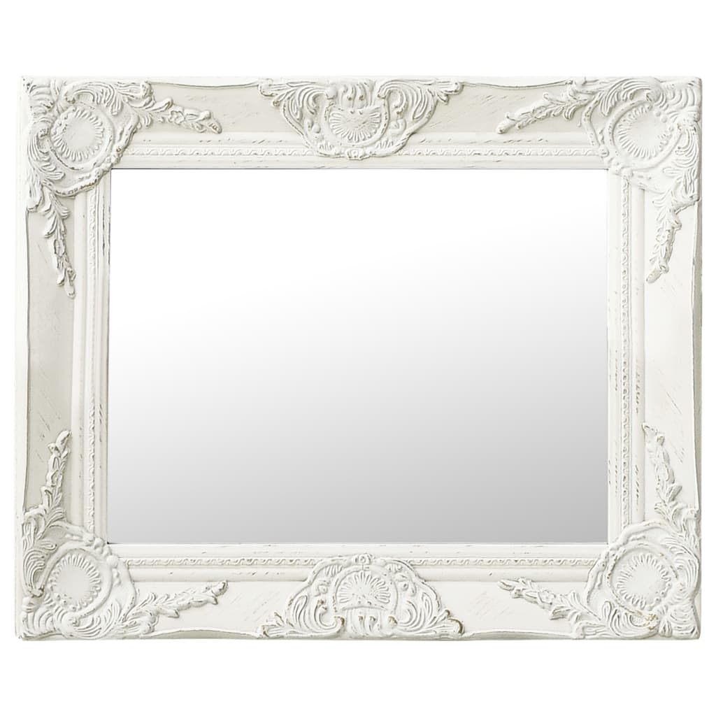 Vidaxl Wall Mirror Barroque Style 50x40 cm White