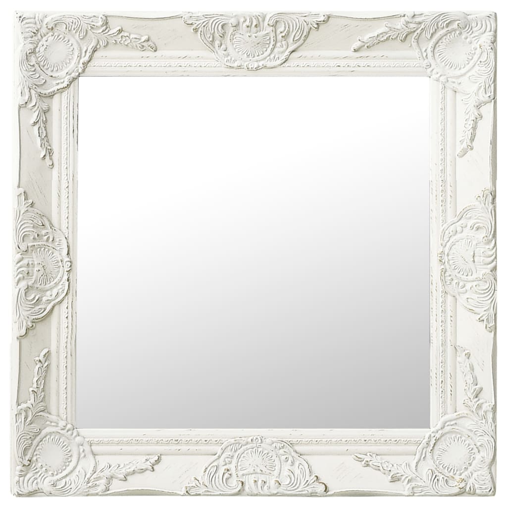 Vidaxl Mirror de pared estilo barroco 50x50 cm blanco