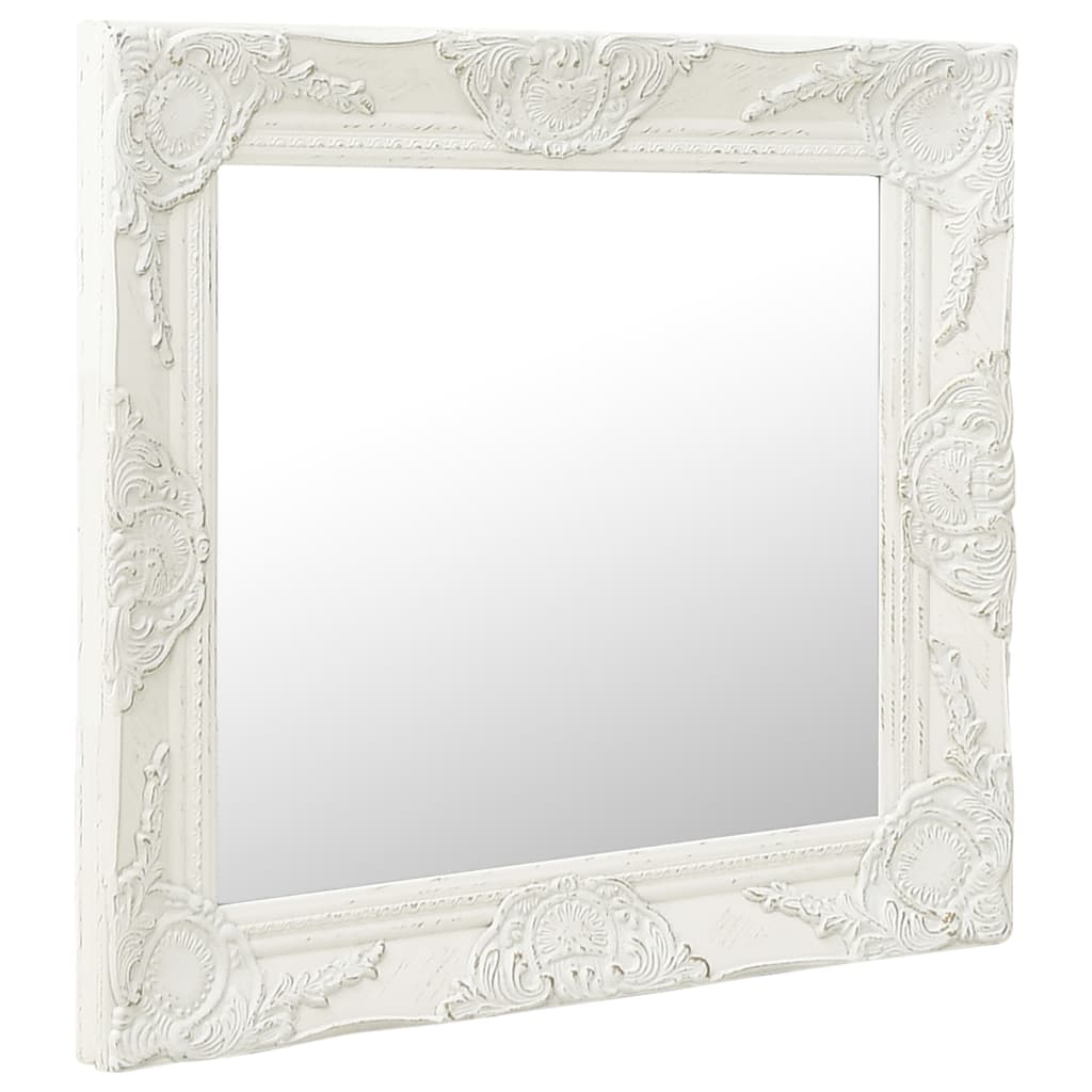 Vidaxl Mirror de pared estilo barroco 50x50 cm blanco