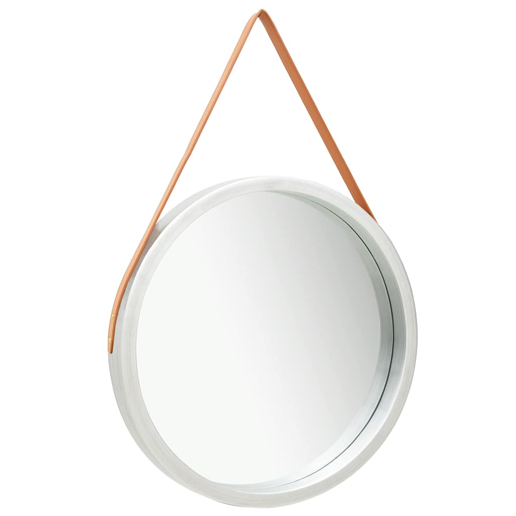 Vidaxl wandspiegel met band 60 cm zilverkleurig