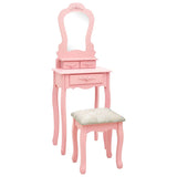 Vidaxl kaptafelset met kruk 50x59x136 cm paulowniahout roze