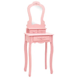 Vidaxl kaptafelset met kruk 50x59x136 cm paulowniahout roze