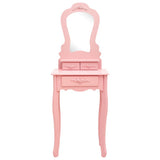 Vidaxl kaptafelset met kruk 50x59x136 cm paulowniahout roze