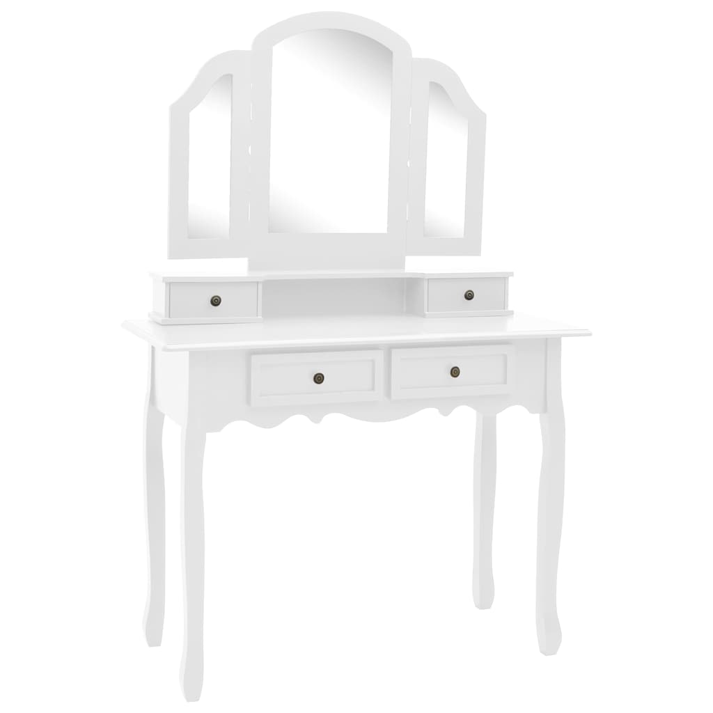 Vidaxl kaptafelset met kruk 100x40x146 cm paulowniahout wit