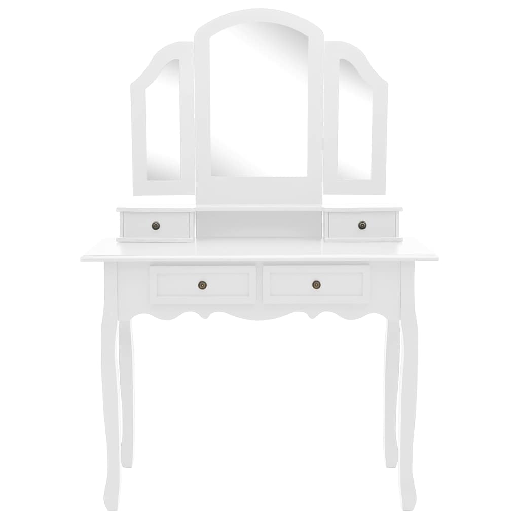 Vidaxl kaptafelset met kruk 100x40x146 cm paulowniahout wit