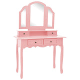 Vidaxl kaptafelset met kruk 100x40x146 cm paulowniahout roze