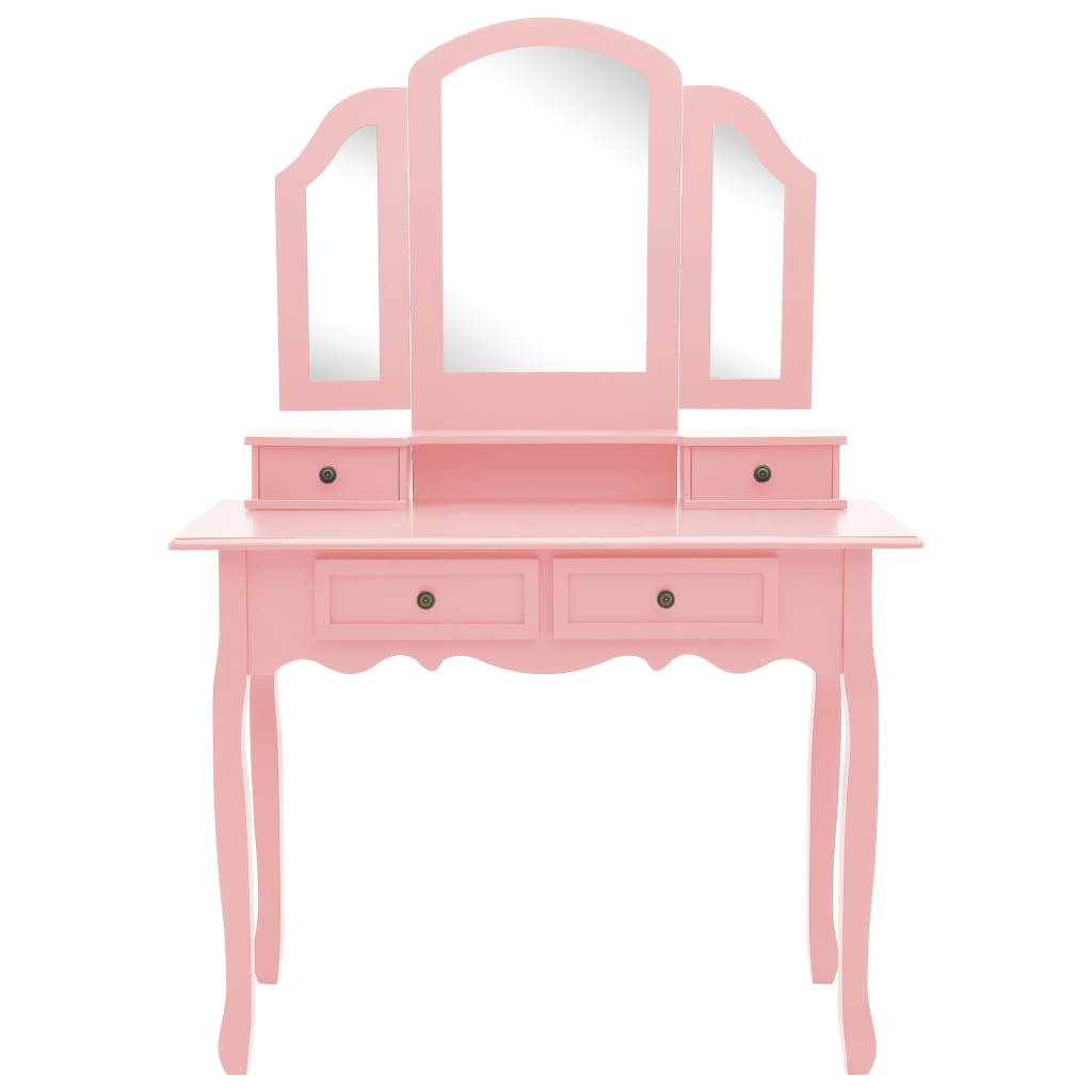 Vidaxl kaptafelset met kruk 100x40x146 cm paulowniahout roze
