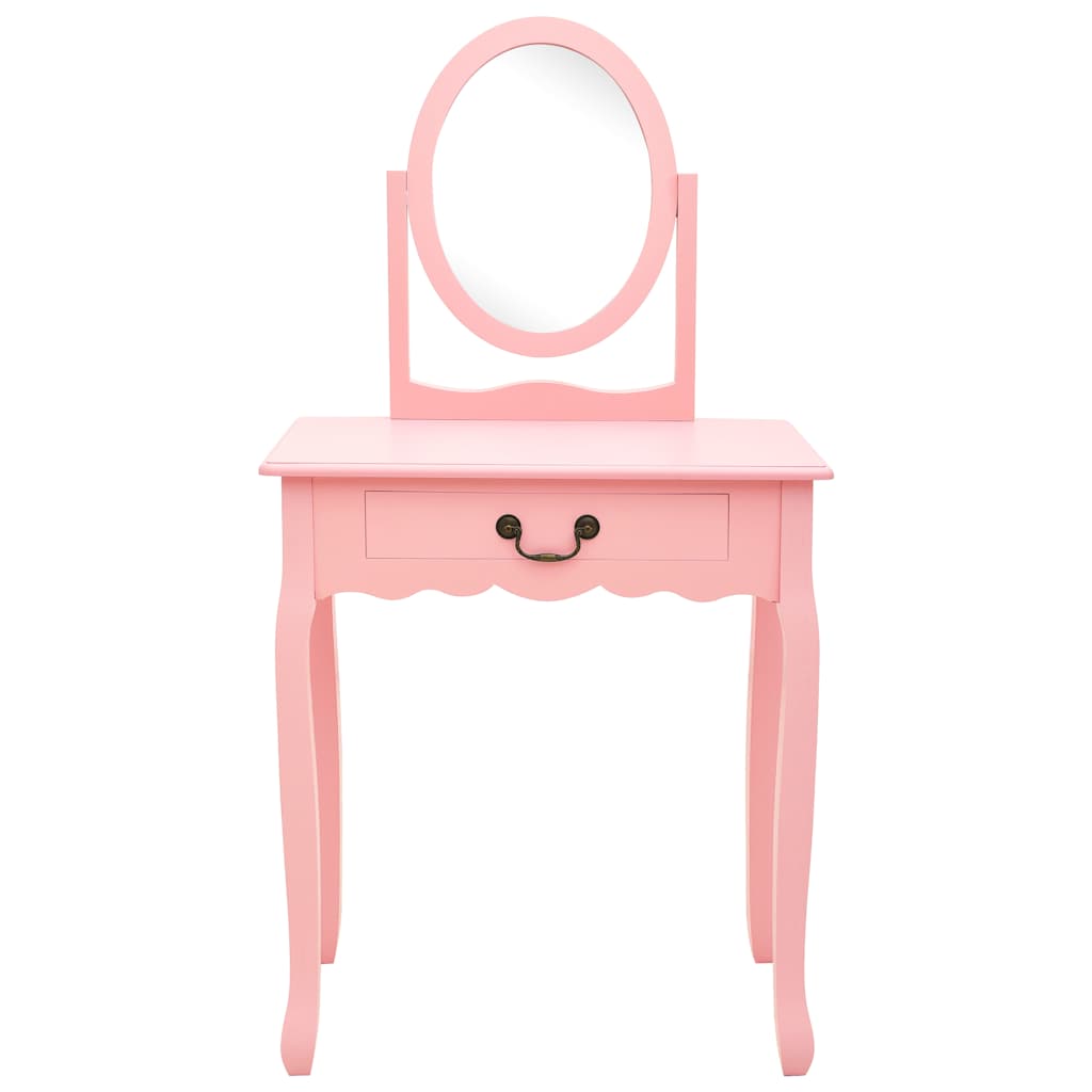 Vidaxl kaptafel met kruk 65x36x128 cm paulowniahout mdf roze