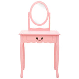 Vidaxl kaptafel met kruk 65x36x128 cm paulowniahout mdf roze