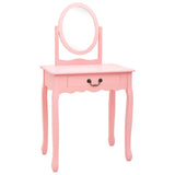 Vidaxl kaptafel met kruk 65x36x128 cm paulowniahout mdf roze