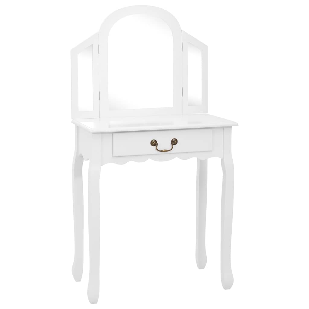 Vidaxl kaptafel met kruk 65x36x128 cm paulowniahout mdf wit