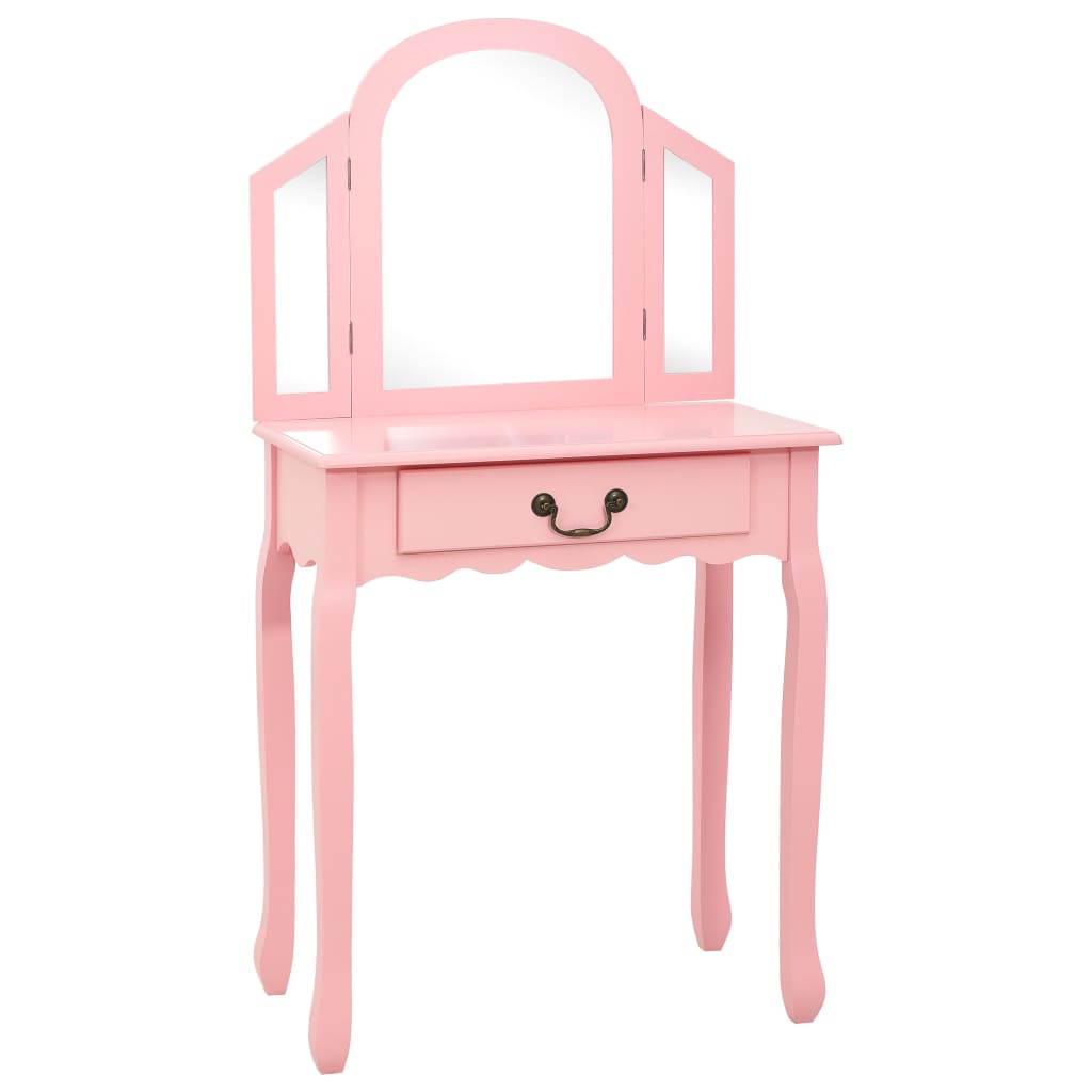 Vidaxl kaptafel met kruk 65x36x128 cm paulowniahout mdf roze