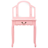 Vidaxl kaptafel met kruk 65x36x128 cm paulowniahout mdf roze