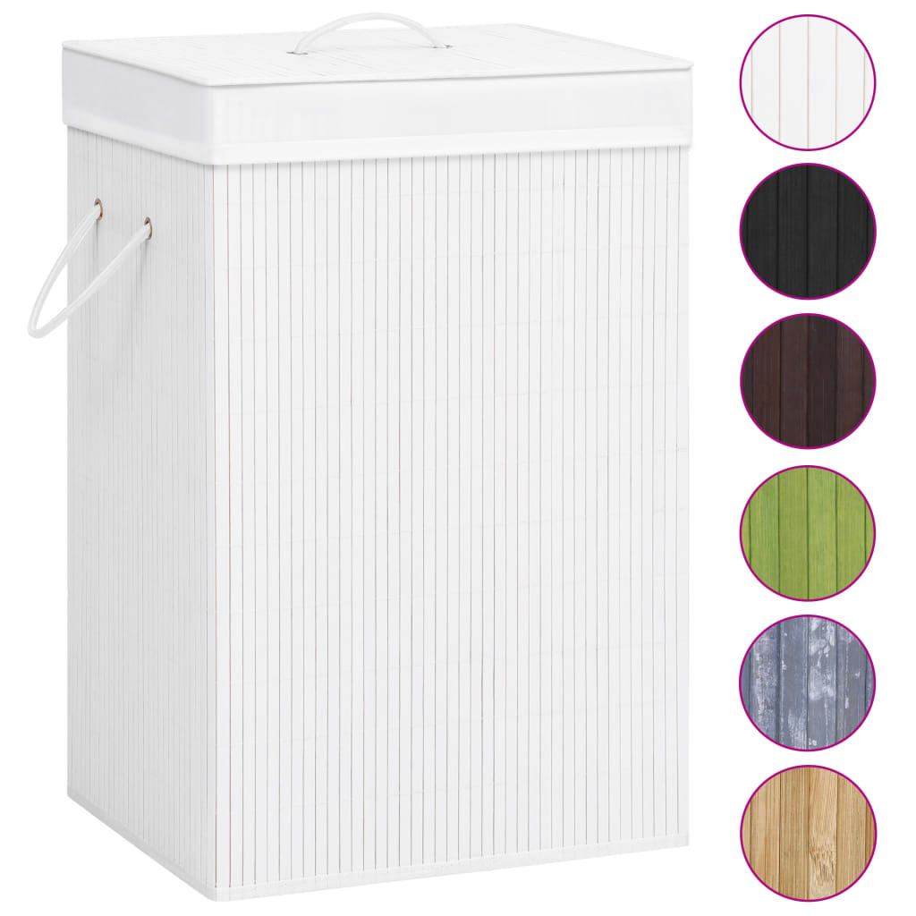 Vidaxl Laundry Basket con 2 compartimenti 72 L BAMBOO BIANCO