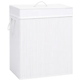 Vidaxl laundry basket with 2 compartments 100 l bamboo white