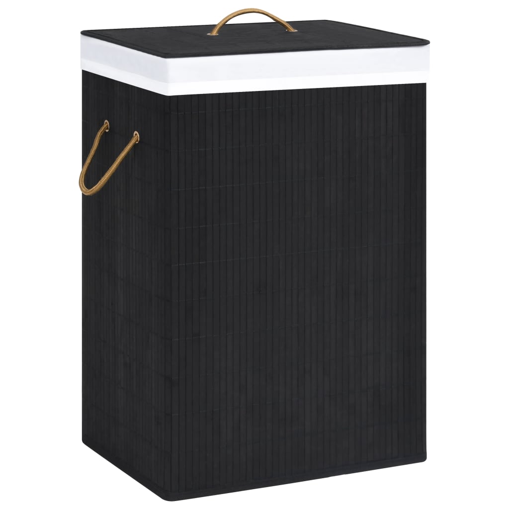 Panier à linge Vidaxl avec 2 compartiments 72 l Bamboo noir