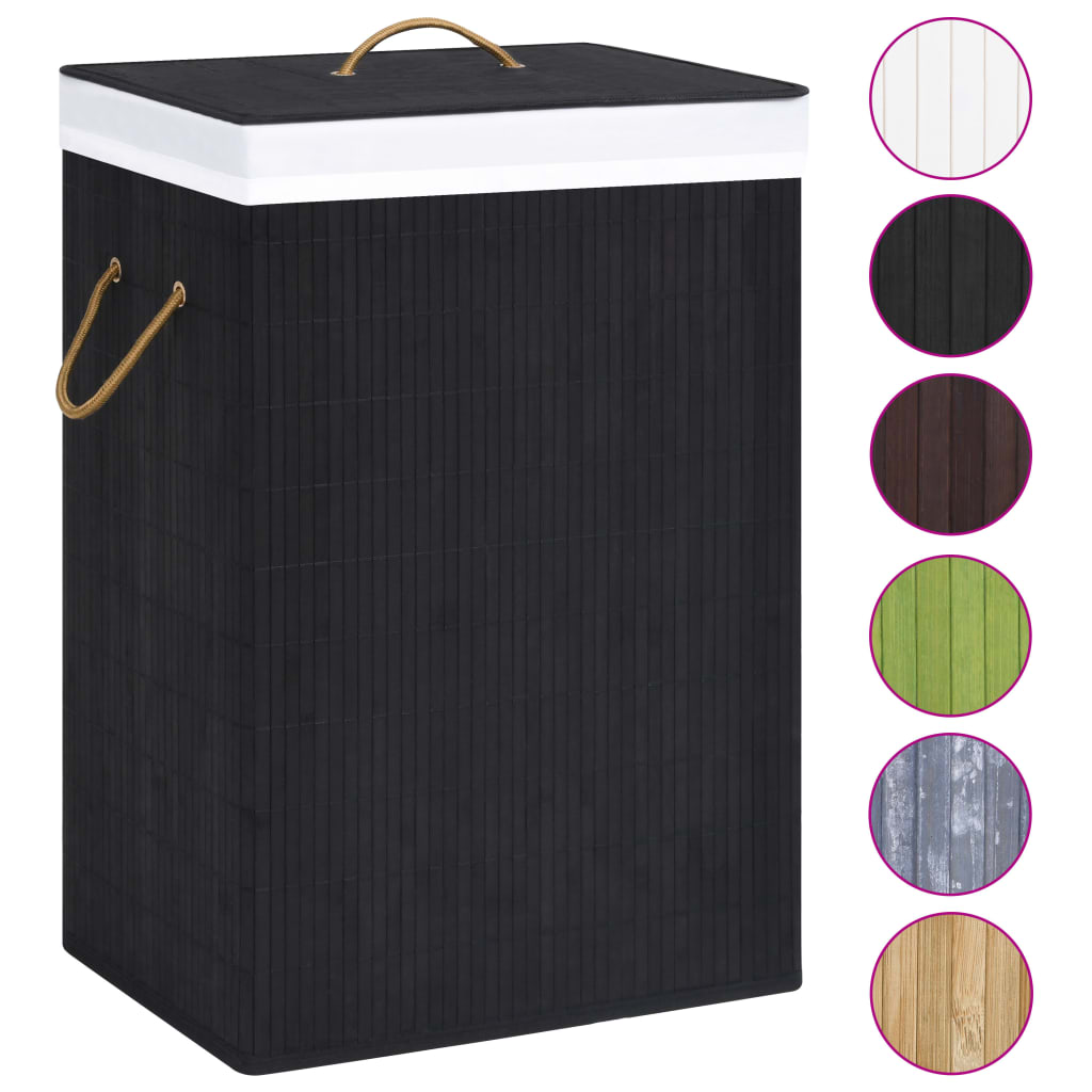 Panier à linge Vidaxl avec 2 compartiments 72 l Bamboo noir