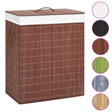 Vidaxl laundry basket with 2 compartments 100 l bamboo brown